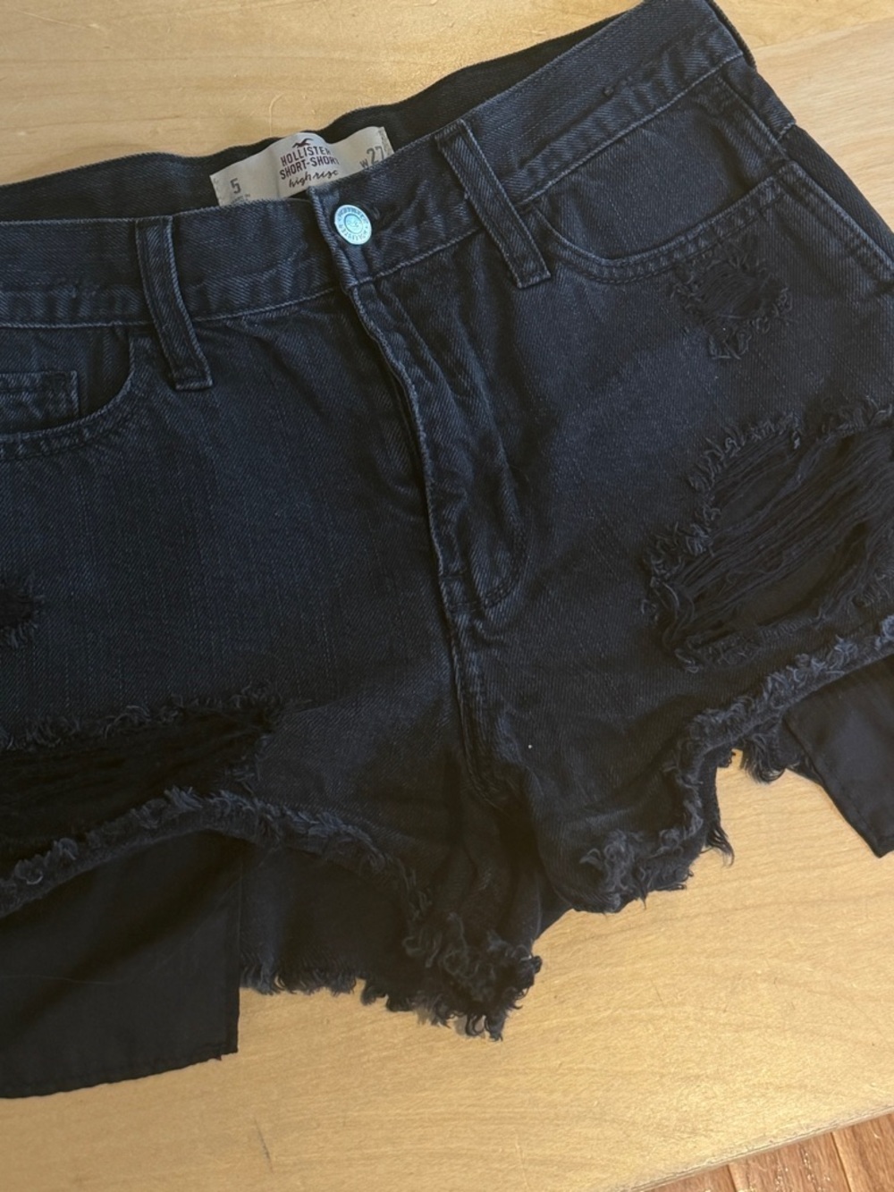 Hollister Black Distressed Cutoff Jean Shorts